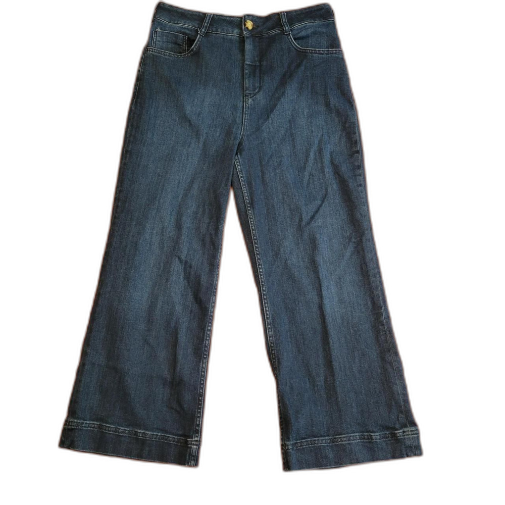 Pilcro Anthropologie "The Skipper" High-Rise Wide-Leg Jeans Nautical Preppy Crop